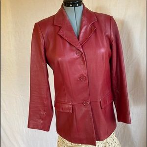 Well made Red Leather Blazer by Preston & York